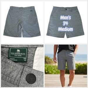 Mens G.H. Bass & Co. 34 Medium Shorts Khakis Chino Heather Gray Stretch Active